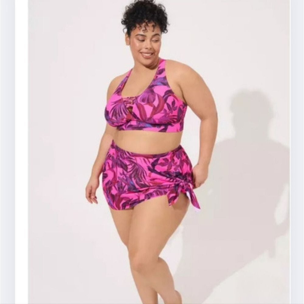 NEW Torrid 0 Set Wireless Bikini Top + Skirted Brief Tropical AX-1938 - Picture 2 of 10